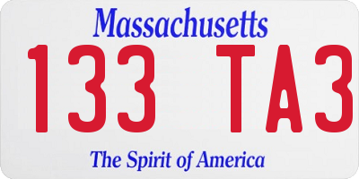 MA license plate 133TA3