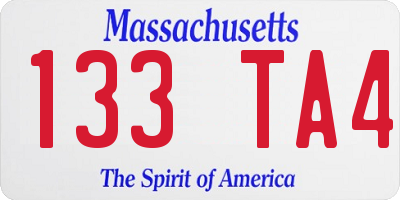 MA license plate 133TA4