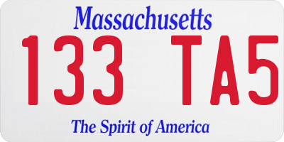 MA license plate 133TA5