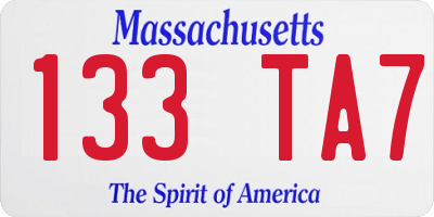 MA license plate 133TA7