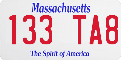 MA license plate 133TA8