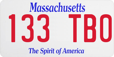 MA license plate 133TB0