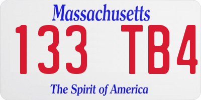 MA license plate 133TB4