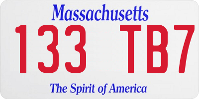 MA license plate 133TB7