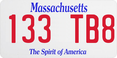 MA license plate 133TB8