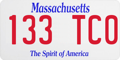 MA license plate 133TC0
