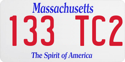 MA license plate 133TC2