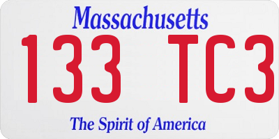 MA license plate 133TC3