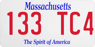 MA license plate 133TC4