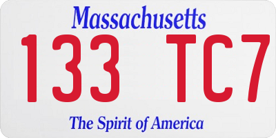 MA license plate 133TC7