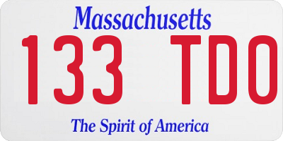 MA license plate 133TD0