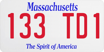 MA license plate 133TD1