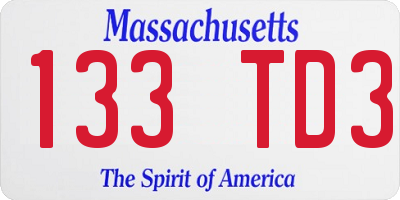 MA license plate 133TD3