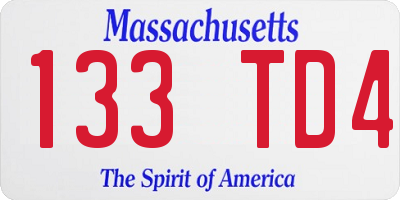 MA license plate 133TD4