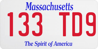 MA license plate 133TD9