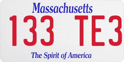 MA license plate 133TE3