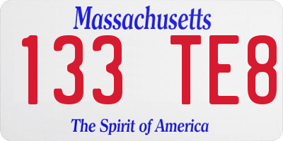 MA license plate 133TE8
