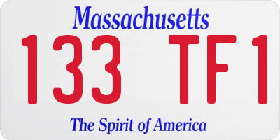 MA license plate 133TF1