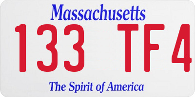 MA license plate 133TF4