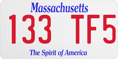 MA license plate 133TF5