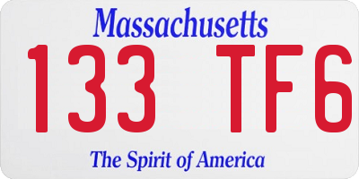 MA license plate 133TF6