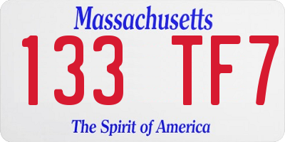 MA license plate 133TF7