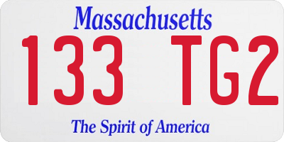 MA license plate 133TG2