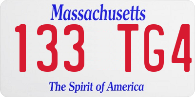 MA license plate 133TG4