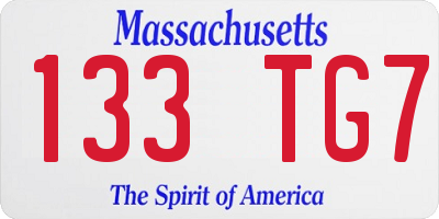 MA license plate 133TG7