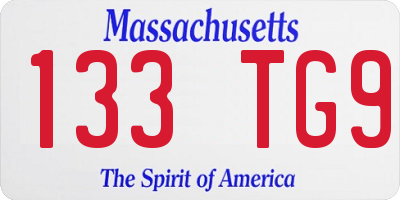 MA license plate 133TG9