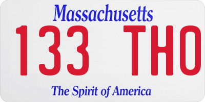MA license plate 133TH0