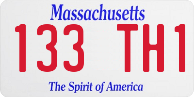 MA license plate 133TH1