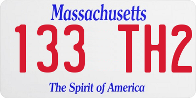 MA license plate 133TH2