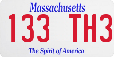MA license plate 133TH3