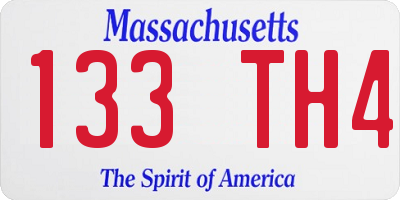 MA license plate 133TH4