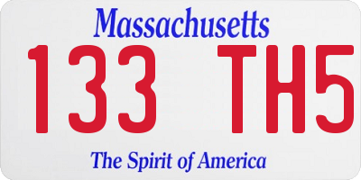 MA license plate 133TH5