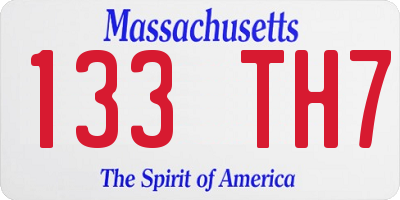 MA license plate 133TH7