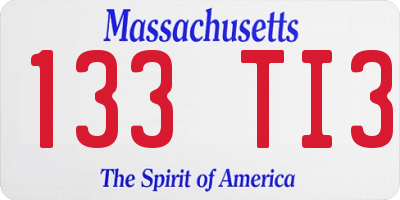 MA license plate 133TI3