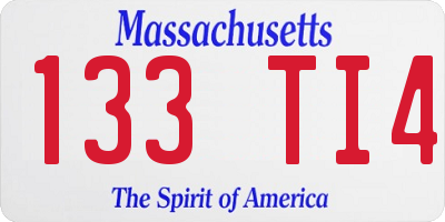 MA license plate 133TI4
