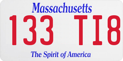 MA license plate 133TI8