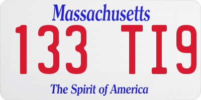 MA license plate 133TI9