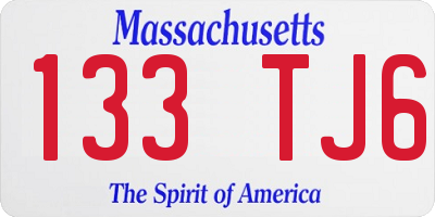 MA license plate 133TJ6