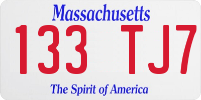 MA license plate 133TJ7
