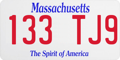 MA license plate 133TJ9