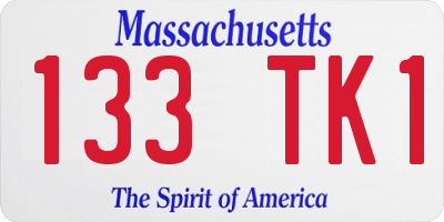 MA license plate 133TK1
