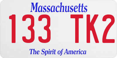 MA license plate 133TK2