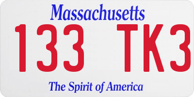 MA license plate 133TK3