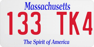 MA license plate 133TK4
