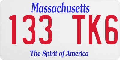 MA license plate 133TK6