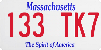 MA license plate 133TK7